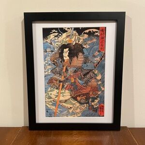 Shimamura Riding Giant Crabs Japanese Print (1844) Kuniyoshi Ukiyoe Samurai Art